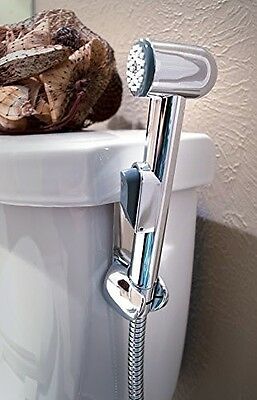 Hand Held Chrome Toilet Bidet Sprayer Set with Shut-off Valve - Diaper Shattaf