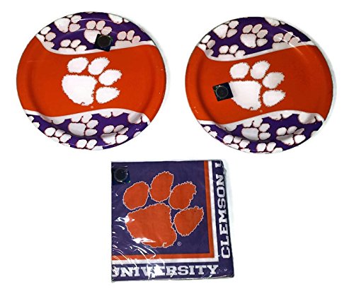Clemson Tigers Party Bundle 9" Plates (16) Lunch Napkins (20)