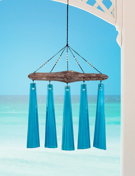 Sea Breeze Turquoise Glass Wind Chime by Sunset Vista Designs, 17"